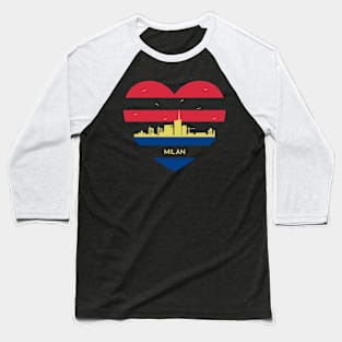 Italy City Skyline cityscape Heart Shape Birds Flying Milan Baseball T-Shirt